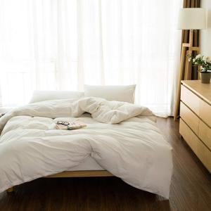 EMME White Cotton Duvet Cover Twin 2-Piece Set Soft Cotton Twin XL Comforter Cover Bedding Collection Comforter Cover with Pillow Sham Solid Color (White, Twin/Twin XL)