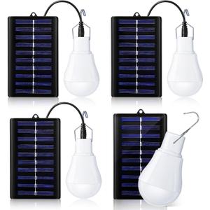 VIHOSE 4 Pcs Solar Light Bulbs Solar Powered Light Portable Emergency LED Bulb Waterproof for Camping Tent Indoor Outdoor Shed Night Fishing Chicken Coop