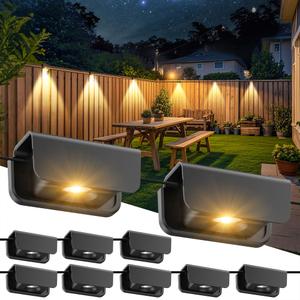Fence Lights Outdoor 10 Pack, Waterproof IP65 Deck Lights with 3 Modes High Brightness LED Step Lights for Outside, Backyard, Railing, Patio, Pool, Garden