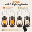 Battery Powered Vintage LED Lanterns 4 Pack with Remote Control, 2 Lighting Modes Flickering Flame Steady Light, Hanging Lanterns for Patio Garden Porch Camping Indoor Outdoor Decor Halloween