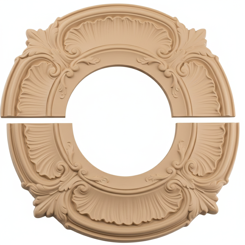 1Pack Split Lighting PU Ceiling 3D Modeling Ceiling Cover Plate Ceiling Fan Medallion Home 12 Inch OD x 5.3 Inch ID (Beige)