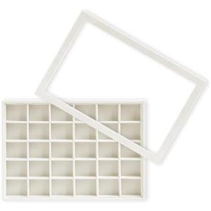 Wudygirl Jewelry Organizer Stackable Jewelry Tray for Drawer Velvet Earring Holder Organizer with Lid Dust-proof Earring Case Ring Storage for Women Drawer Inserts 24 Grid (Beige)