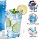 200 Pack Blue Plastic Cups, 12 oz Clear Plastic Disposable Cups, Big Size Fancy Party Cups for Party, Wedding, Reception