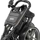 KVV 3 Wheel Golf Push Cart Ultra Lightweight Smallest Folding Size, New-Version Scorecard Holder (Charcoal)