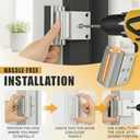 Door Reinforcement Lock Withstands 800lbs Strong Alloy Home Security Door Lock with 8 Screws, Child Safe & Easy 5-Min Install, Quick Emergency Release for Ladies, Elderly & Home Protection