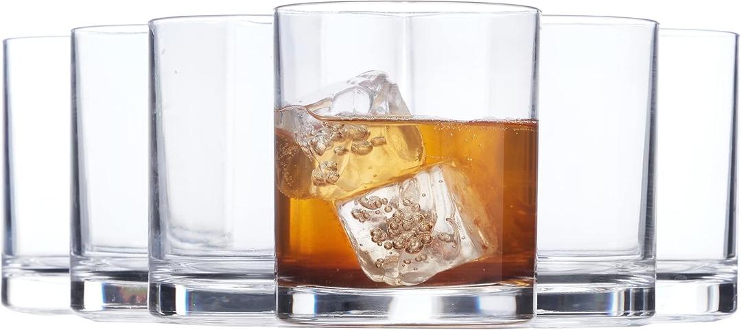 US Acrylic Classic Clear Plastic Reusable Drinking Glasses (Set of 6) 12oz Rocks Cups | BPA-Free Tumblers, Made in USA | Top-Rack Dishwasher Safe