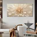 Trogonup Large Floral Canvas Wall Art for Living Room Modern White Gold Flower Botanical Landscape Artwork for Teen Girl’s Room Bedroom Office Kitchen 20x40 Inch