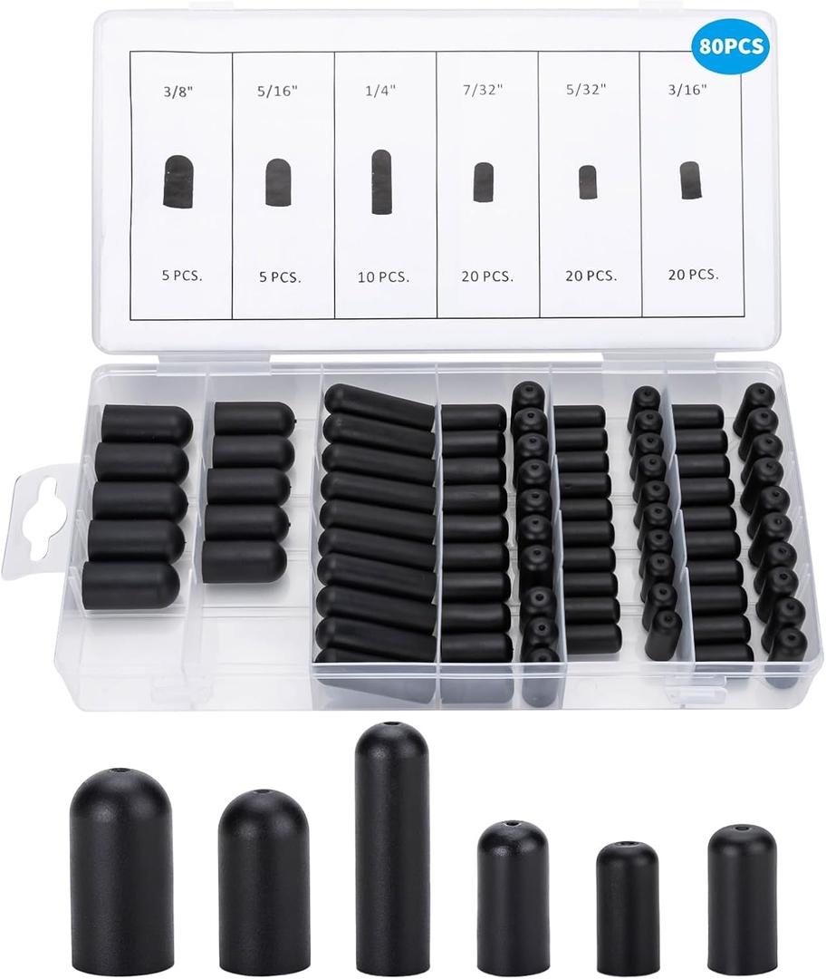 Replacement Parts Compatible with Topomatic,6 Size Replacement Parts Rubber Tip Compatible with Topomatic,Carburettor Vacuum Dust Cover,Black,80 PCS