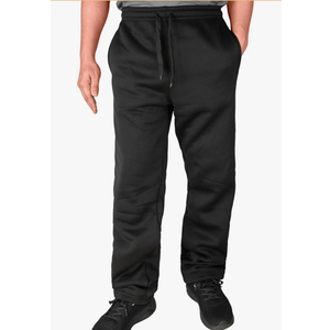Fleece Lined Mens Sweatpant Basic Baggy Athletic Running Drawstring Open Bottom Workout Active Sweat Pants, L