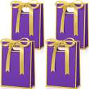 Kolldenn 30 Pcs Thank You Gift Bags with Handles 10.2 x 7.1 x 3.2 Inch Elegant Party Favor Bags with Ribbon Bow for Wedding Bridal Birthday Bridesmaid Holiday Party Supplies(Purple)