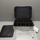 Large Makeup Bag with LED Mirror,Travel Cosmetic Train Case for Makeup Artists,Makeup Organizer Case with Divider Rechargeable Vanity Mirror with 3 Color Lights for Barber,MUA,Nail Tech, Beige