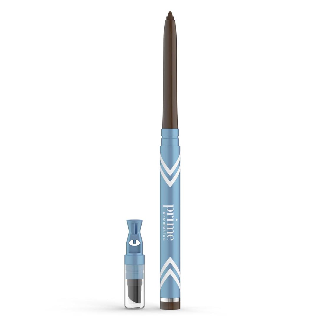 PrimeEyes Glide Eyeliner for Mature Women  Water-Resistant, Long-Stay and Mess-Proof  Gel Cream Texture, Discreet Sharpener and Effective Smudger (Wood (brown))