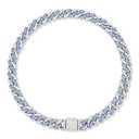 WimuPath Silver-Plated Blue Diamond Dog Collar - Cuban Style Metal Chain with Secure Buckle, Luxury Durable Collar for Small/Medium/Large Dogs & Puppies
