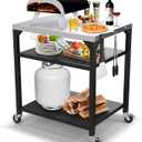 Pizza Oven Table for Ooni, Ninja, Woodfire, Blackstone, Bighorn, Cuisinart, Outdoor Grill Table for Ooni Pizza Oven Accessories, Movable Pizza Oven Stand as Food Prep Cart, Barbecue Tool Set