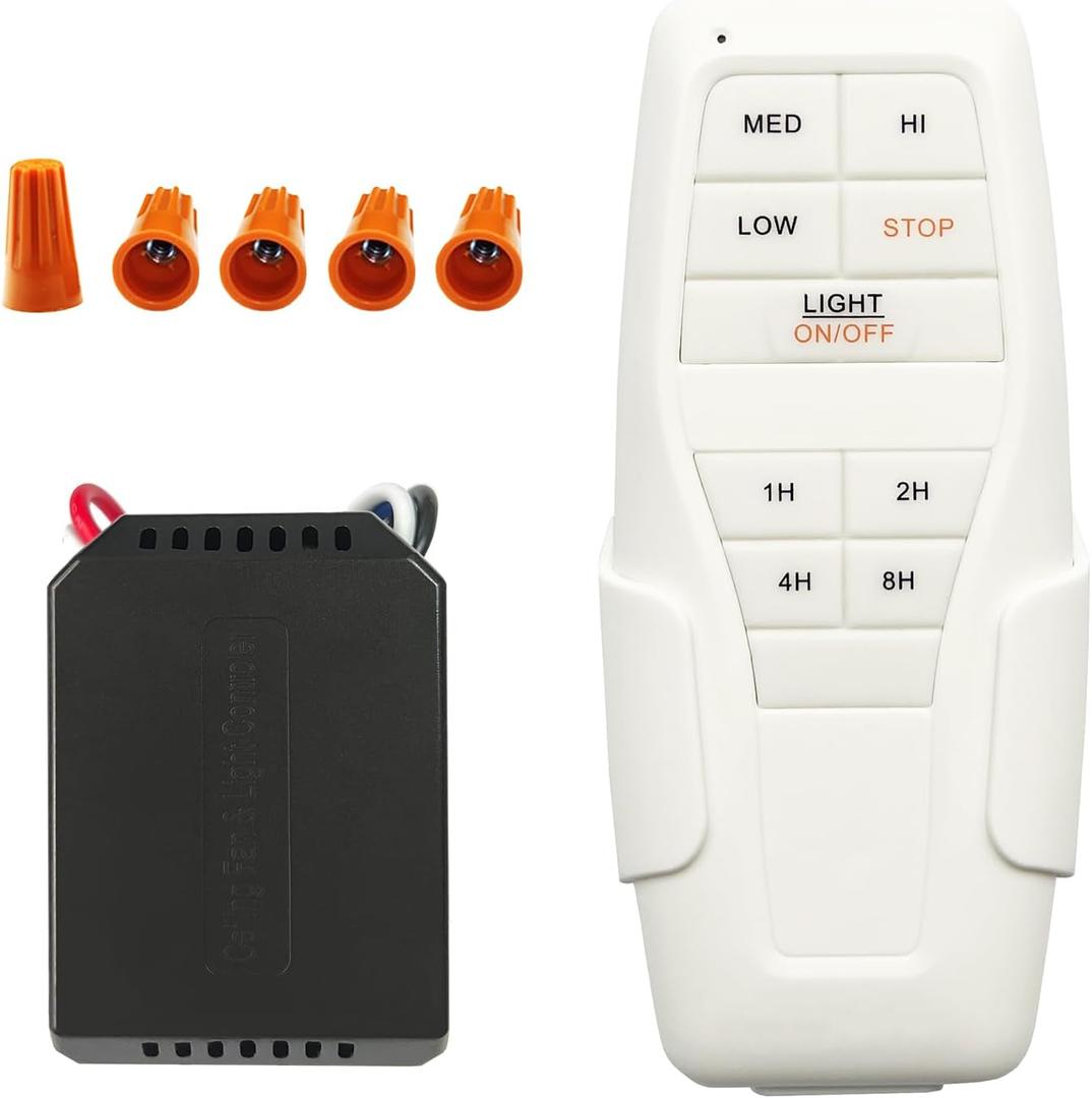 Ceiling Fan Remote Control Kit, Small Size and Universal Fan Remote, Speed, Timing and Light 3 in 1 Wireless Control, Compatible with Hunter and Others, YukiHalu