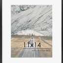 11x14 Picture Frame - 11 by 14 Metal Picture Frame With Mat For 8x10 | 14x11 Frame Aluminum | Plexiglass And Hanging Hardware Included | 11x14 Poster Frame | Black