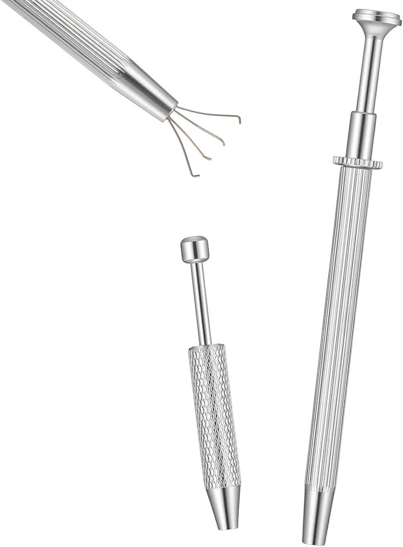 Tucnoeu 2Pcs Piercing Taper Ball Grabber Tool for Changing Jewelry, Anti Slip 4 Claw Gem Ball Grabber Tool