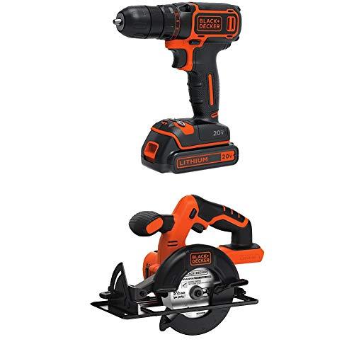 BLACK+DECKER BDCDD120C 20V MAX* Lithium Single Speed Drill/Driver and BDCCS20B 20-volt Max Circular Saw Bare Tool, 5-1/2-Inch BLACK+DECKER BDCDD120C 20V MAX* Lithium Single Speed Drill/Driver and BDCCS20B 20-volt Max Circular Saw Bare Tool, 5-1/2-Inch
