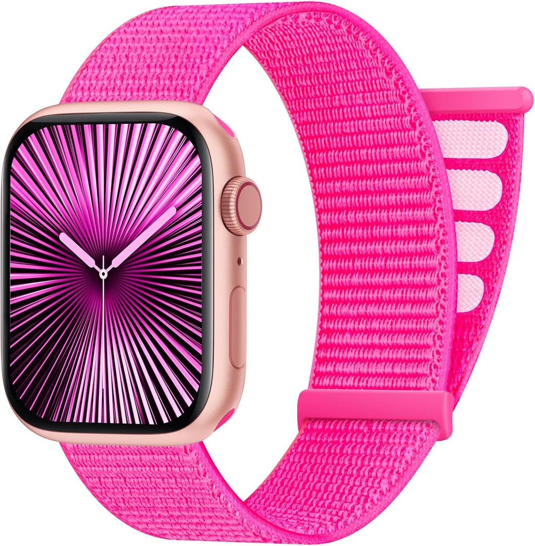 AMSKY Sport Nylon Loop Band Compatible with Apple Watch Bands 38MM 40MM 41MM 42MM 44MM 45MM 46MM 49MM Women Men,Breathable Adjustable Straps for iWatch Band Series 11 10 SE 9 8 7 6 5 4 3 2 Ultra