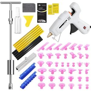 Super PDR Car Dent Repair Kit – Paintless Dent Puller Tool Set with 2 in 1 Slide Hammer, Glue Gun & New GlueTabs – No Paint Damage DIY Dent Remover for Door Dings, Hail, Hood & Fender Dents