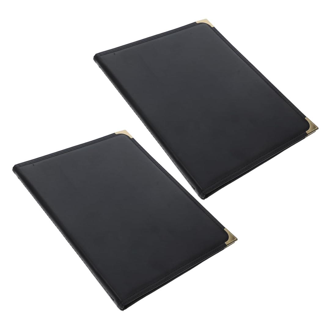 Pu Leather Menu Cover Sleeves Practical Menu Holder for Restaurants Cafes and Bars Easy to Clean Faux Leather Design Black