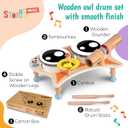 Stoie's Owl Drum Set for Babies and Toddlers, Wooden Percussion Musical Instruments for Kids, Eco Friendly, Montessori Educational Toy for Girls and Boys