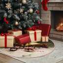 Vintage Winter Christian Christmas Bells Tree Skirt, Farmhouse Winter Bible Verse Tree Skirt, Religious Xmas Tree Mat Ornaments for Winter New Year Home Party Holiday Indoor Decor, 36 Inch (Born)