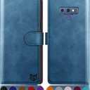 SUANPOT for Samsung Galaxy Note 9 6.4" with RFID Blocking Leather Wallet case Credit Card Holder, Flip Folio Book Phone case Cover Purse Poket for Women Men for Samsung Note 9 case Wallet (Sky Blue)