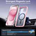 SUCGLES for iPhone 15 Plus Case with MagSafe, N56 Strong Magnet, 12FT Drop Protection, Non-Slip, Matte Translucent Magnetic Slim Case (Pink)
