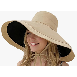 HUAMULAN Women Wide Brim Summer Sun Hat Wired Edge Beach Bucket Fishing Hats Reversible Foldable Travel UV Protection