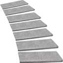 PURE ERA Bullnose Carpet Stair Treads Set Tape Free Non-Slip Indoor Stair Protectors Pet Friendly Rugs Covers Soft Skid Resistant Washable Reusable 9.5" x 30"(14 Pieces,Light Gray) (14 Pieces with Bullnose)