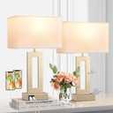 Seealle Bedroom Table Lamps Set of 2 - Touch Bedside Lamps with USB C+A, 3 Way Dimmable Gold Lamp for Nightstand, Modern Night Stands Lamps for Living Room End Tables Desk Bed Side Study Room (Medium, 16.4in)