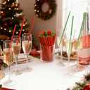 50 Pcs Christmas Stocking Shaped Plastic Straws Disposable Drinking Straw Bulk for Cocktail Xmas Party Birthday Party Supplies (Red,Green)