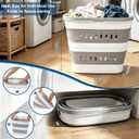 46L/12 Gal Collapsible Laundry Baskets, Foldable Hamper with Handles, Plastic Pop Up Storage Container for Laundry, Home, Dorm, Travel - Gray/White, Set of 2