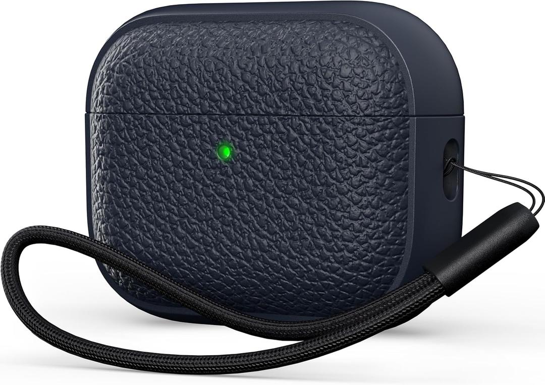 R-fun for AirPods Pro 3 Case 2025, Soft TPU (Leather-Like Design) Drop Protection Cover for Men and Women with Lanyard and Cleaner Kit, Compatible with Apple AirPods Pro 3rd Generation-Blue