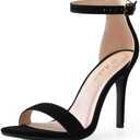 Ankis High Heels for Women 4 Inches, Black Nude Gold Stiletto Heels Open Toe Ankle Strap Heeled Sandals for Dressy Wedding Party ( Black Nubuck, Size 8.5)