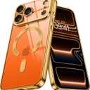 2 x BENTOBEN Clear for iPhone 17 Pro Max Case 2025, Phone Case iPhone 17 Pro Max with MagSafe, Magnetic Plated Slim Lightweight Soft TPU Electroplated Shockproof Bumper Protective Cover, Desert Titanium (Gold)