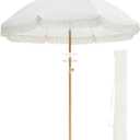 Patio Fringe Umbrella with Cup Holder