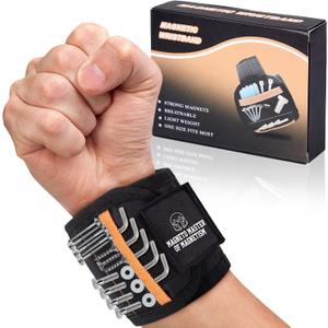 Wristband for Holding Screws Nails, Drill Bits Tool Belts for Men,Durable Nylon Gadgets for Men,Stocking Stuffs Gifts for Dad, Husband,Friends(Txet:MAGN MASTER OF MAGN)