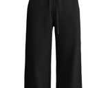 Womens Wide Leg Casual Pants High Waisted Lounge Pants Comfy Business Work Pants with Pockets (XX-Large, Black)