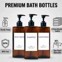 Shampoo and Conditioner Dispenser Set, 3Pack Refillable Shampoo and Conditioner Bottles with Labels, 500ml Soap Dispenser 16.9oz Shower Dispenser Square Pump Bottle for Bathroom and Kitchen - Amber