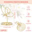 SiliFine 24 Pcs Gold Butterfly Table Number Holders, Place Card Holders for Table Butterfly Photo Holder Decoration for Wedding Reception, Cafe, Centerpieces, Party, Restaurant, Birthday (2 Inch)