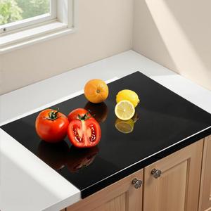 Acrylic Cutting Board with Counter Lip, 24x18 Inch Clear Cutting Boards for Kitchen Counter, Large Cutting Board Non Slip for Countertop Protector, Apartment Essentials Kitchen Decor Gifts, Black