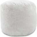 Sexysamba Round Corduroy Pouf Cover Only, 20"x 16" Unstuffed Decorative Ottoman Foot Stool Rest, Washable Storage Bean Bag Chair Floor Pouf Covers for Living Room Bedroom, Grey