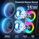 Karaoke Machine for Adults Kids, Portable Bluetooth Speaker with 2 Wireless Microphones, TWS Mode & LED Light, 10H Battery PA System, Home Party Outdoor Camping Birthday Gifts (Black)
