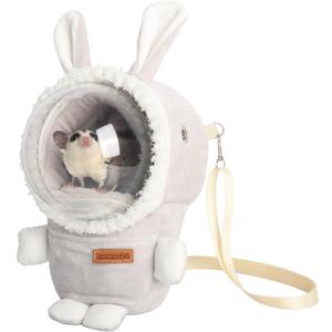 Hamster Carrier Rat Bag Cute Rabbit Shape Small Animal Sugar Glider Travel Pouch Gerbil Hedgehog Portable Travel Carrier Outdoor Hangbag Grey Squirrel Rat Carrier (Grey)