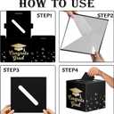 2 x Graduation Card Box with 30 Advice Cards, 31 Pcs Class of 2026 Graduation Decorations, 9 x 9 x 9 Inch Foldable Money Box and Wish Cards for Grad Party Gift Table, Black