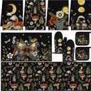 10 Pcs Kitchen Dish Towels Rugs Oven Mitts and Pot Holders Set Farmhouse Kitchen Decor Set for Women Mom Daughter Gift Cooking Baking Grilling(Rustic Color,Rustic Bohemia)