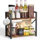 RUILALIFE Coffee-Bar-Station-Organizer Shelf for Countertop, 2 Tiers Kitchen Counter Shelf Riser, Wooden Spice Rack Organizer, Coffee Bar Accessories(Rustic Brown, Large)