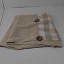 Linen Button Farmhouse Shower Curtain,Linen and Cotton Fabric,Pleated Brown and Beige Plaid Checked Pattern,Country Style,72x72 in